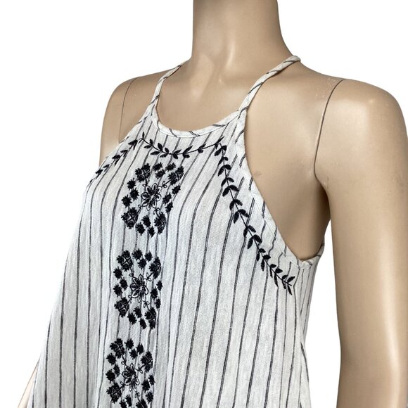 Coco & Jameson Top‎ Size Medium Embroidered Striped Tank - Picture 5 of 8